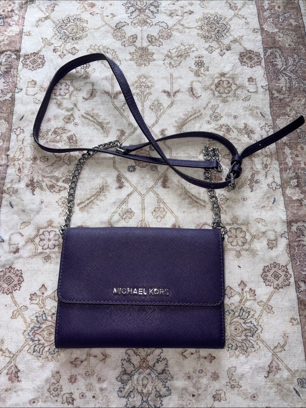 Michael Kors Purple Saffiano Leather Smartphone Bag
